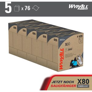 Produktbild für Einwegtücher Wypall X80, 8295, PowerClean, Hydroknit, blau