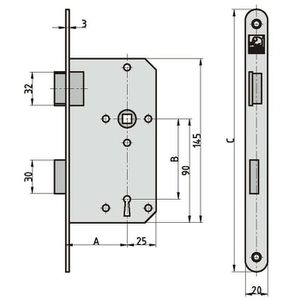 Produktbild für Einsteckschloss BASI 9220-5512, DIN links