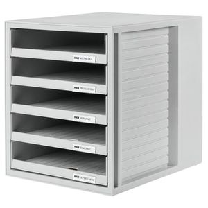 HAN Schubladenbox KARMA 14018-16 in Öko-Grau/Öko-Blau Aufbewahrungsbox mit Schubladen aus nachhaltigem Kunststoff Ordnungsbox DIN A4 