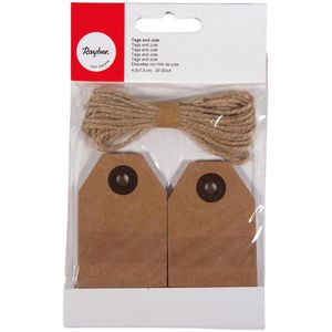 Hängeetiketten Rayher Tags & Jute, 4,5 x 7,5 cm