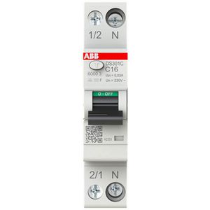 Produktbild für FI-LS-Schalter ABB DS301C C16, 230 V / 400 V, 6 kA, 1-polig+N