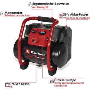 Produktbild für Kompressor Einhell TE-AC 36/150 Li OF-Solo 18V
