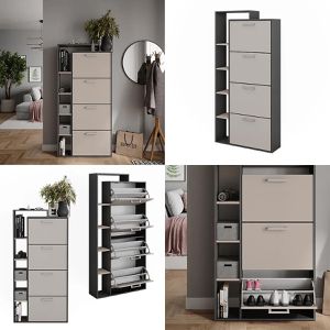 Produktbild für Schuhschrank Vicco Orlando, anthrazit / greige