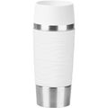 Isolierbecher Emsa Travel Mug Waves N2011000 360ml hält 4h warm, Edelstahl doppelwandig, weiß