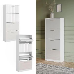 Produktbild für Schuhschrank Vicco Gizmo, weiß / weiß hochglanz
