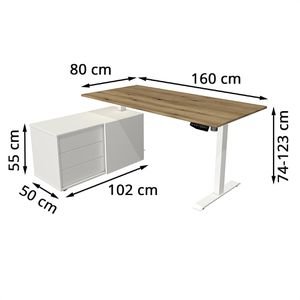 Produktbild für Schreibtisch Kerkmann Move 1, 2164, eiche, mit Sideboard
