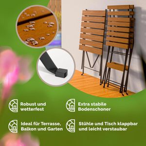 Produktbild für Bistrotisch CASARIA 109710, akazie, wetterfest, eckig,3-teilig