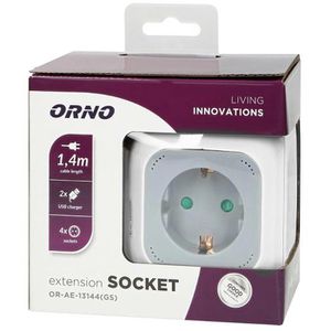 Produktbild für Steckdosenwürfel Orno OR-AE-13144, weiß / grau