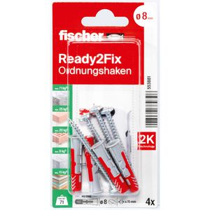 Produktbild für Schrauben-Dübel-Set Fischer 553881, Ready2Fix Ordnungshaken