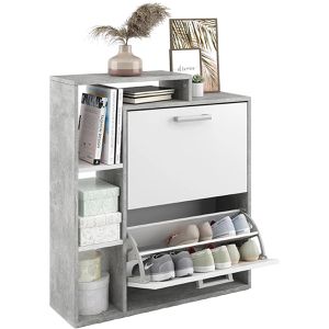 Schuhschrank Vicco Orlando, beton grau / weiß