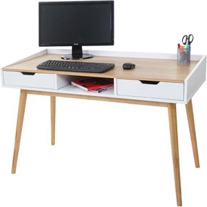 Produktbild für Schreibtisch Mendler HWC-A70, braun / weiß
