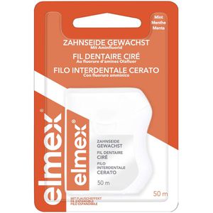 Elmex Zahnseide mit Aminfluorid, gewachst, mit Flauscheffekt und Minzgeschmack, 50 m