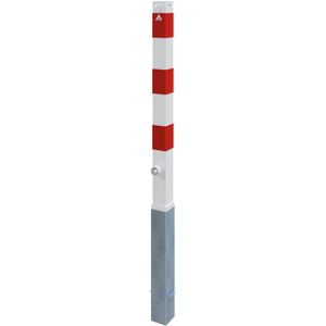 Absperrpfosten Schake 470FB/1, 1 Öse, rot/weiß, aus Metall