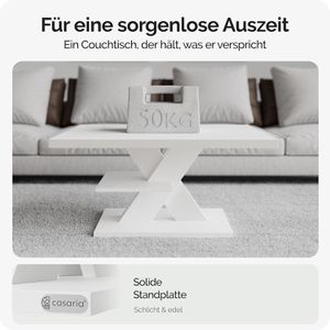 Produktbild für Couchtisch CASARIA Detroit, aus Holz, weiß