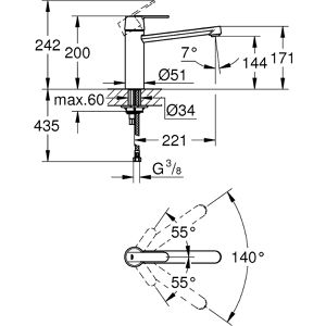 Produktbild für Küchenarmatur GROHE Get Spültischarmatur, chrom