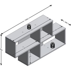 Produktbild für Wandregal FMD-Möbel Nora, 270-001, beton / weiß