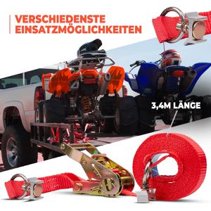 Produktbild für Spanngurt NTG rot, mit Airline-Fitting &amp; Ratsche