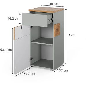 Produktbild für Badschrank Vicco Eden, grau / eiche