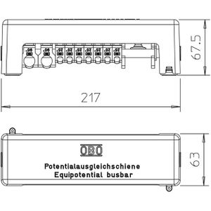 Produktbild für Potenzialausgleichsschiene OBO 1801 VDE, Messing