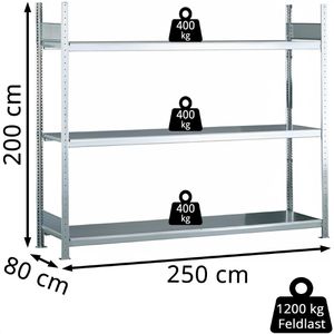 Produktbild für Weitspannregal Schulte 15536, 3 Metallböden