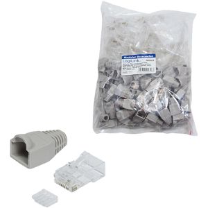 Produktbild für Modularstecker LogiLink MP0023, graue Tülle, Cat.6, RJ45