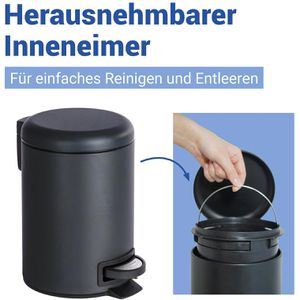 Produktbild für Mülleimer Wenko Leman, schwarz