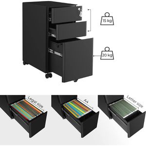 Produktbild für Rollcontainer Songmics OFC030B01, aus Metall, schwarz