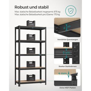 Produktbild für Schwerlastregal Songmics 5 Holzböden