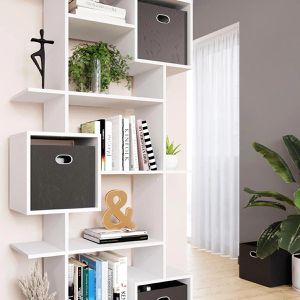Produktbild für Bücherregal Vicco Cube, weiß, mit 2 Faltboxen
