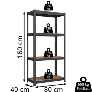 Produktbild für Schwerlastregal Songmics 4 Holzböden