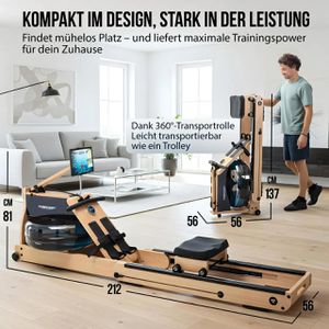 Produktbild für Rudergerät Christopeit WP 5000, Holzrahmen, bis 150 kg