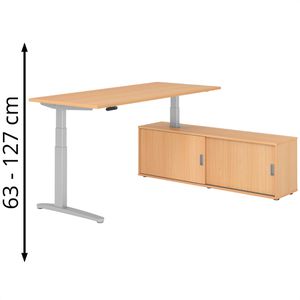Produktbild für Schreibtisch Hammerbacher XDSM, 29573, buche, mit Sideboard