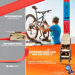 Produktbild für Spanngurt NTG LS.7401, rot, mit Ratsche
