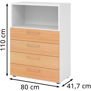 Produktbild für Kombischrank Hammerbacher Serie 9 Advanced, buche / weiß