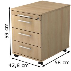 Produktbild für Rollcontainer Hammerbacher Solid AC30, aus Holz, eiche