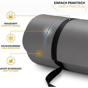 Produktbild für Yogamatte Tresko mit Tragegurt, grau, 1,5 cm stark