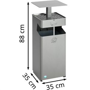 Produktbild für Aschenbecher VAR B35, 21270, silber, für Outdoor, mit Dach