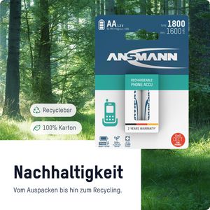 Produktbild für Akku Ansmann Phone DECT maxE, 1,2 V, 1300 mAh