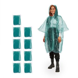 Regenponcho Relaxdays Länge 95 cm, Einweg, 10 Stück