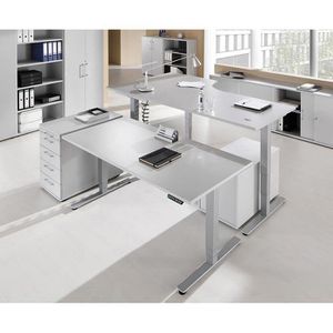 Produktbild für Schreibtisch Hammerbacher XDSM 2E, lichtgrau / silber