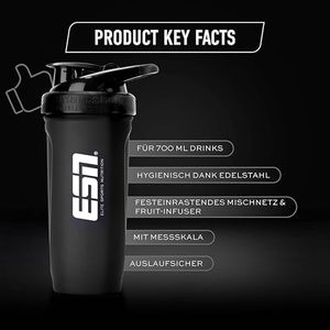 Produktbild für Protein-Shaker ESN Smartshake 10765 aus Edelstahl, schwarz