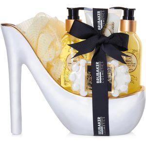 BRUBAKER Geschenkset Luxus Stiletto Vanilla, Bade- und Dusch-Set Vanille, weiß / gold, 6-teilig