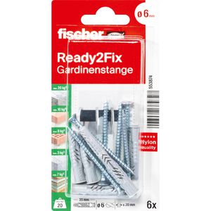 Produktbild für Schrauben-Dübel-Set Fischer 553874, Ready2Fix Gardinenstange
