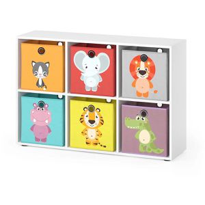 Bücherregal Vicco 81902, weiß, mit 6 Faltboxen