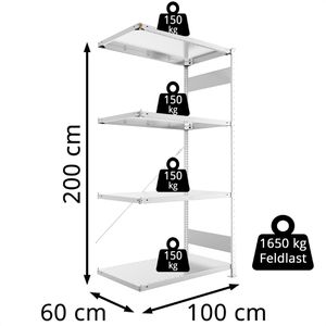 Produktbild für Anbauregal META-Regalbau 20094957, 4 Metallböden