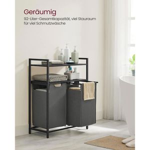 Produktbild für Wäschekorb Vasagle BLH211G01, schwarz, 2 Fächer