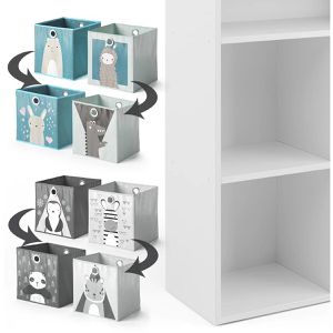 Produktbild für Bücherregal Vicco Luigi, weiß, mit 4 Faltboxen