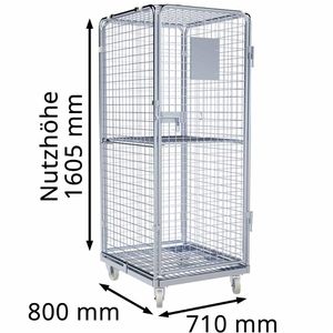 Produktbild für Rollbehälter HMH ADB, mit Tür &amp; Boden, Nutzhöhe 1605mm