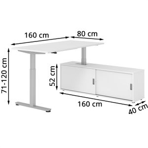 Produktbild für Schreibtisch Hammerbacher XMST 29245, weiß, mit Sideboard