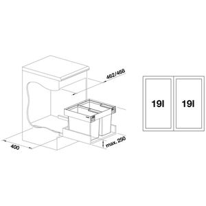 Produktbild für Einbaumülleimer BLANCO Flexon II Low 50/2, 526639